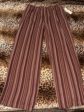 Urban Outfitters Maroon Wide-Leg Striped Pants